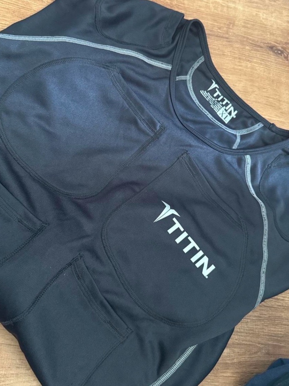 Titin Black Compression Athletic weighted Top with Logo